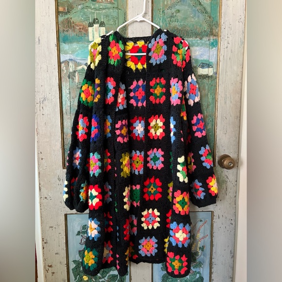 Colorful Crochet Granny Square Coat - Picture 1 of 5